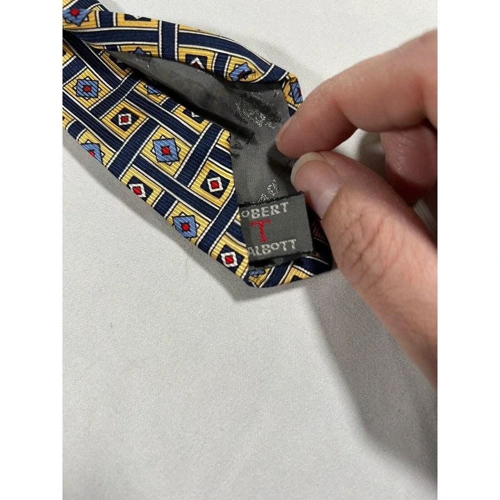 Vintage Robert Talbott Hand Sewn Geometric 100% Silk Tie Made In USA